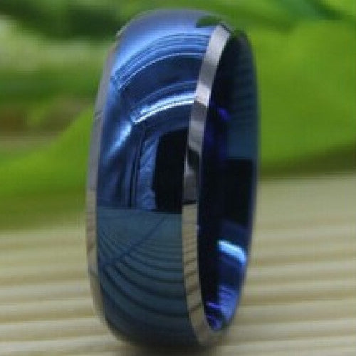 Dome Men's Fashion Tungsten Wedding Ring - 8MM Doctor Who Time Lord Shiny Blue