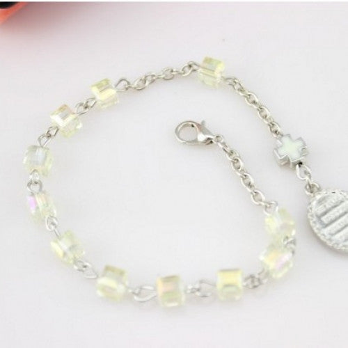 Metal Cross Square Crystal Charm Bracelets For Women Religious Jewelry Accessory Fashion