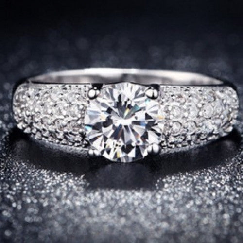 White Gold Filled Rings For Women Wedding Jewelry, Bijoux zirconia vintage Accessories Engagement Bague Bijouterie